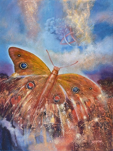 mixed media painting of a moth by Stan Sisson