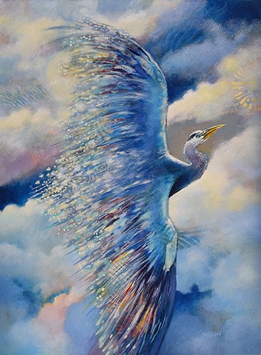 oil painting of a heron by Stan Sisson