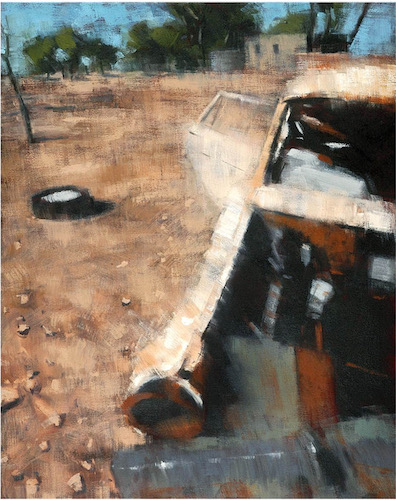 painting of a rusting car in Australia by Lara Ivanovic
