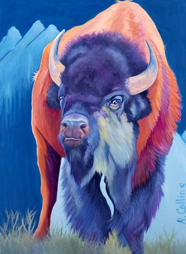 painting of an American Bison by Rose Collins