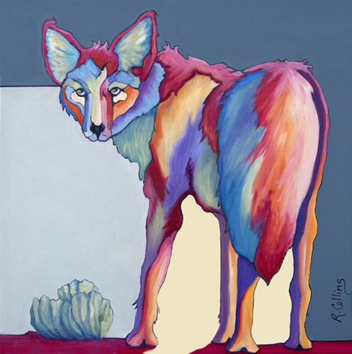 painting of a coyote by Rose Collins