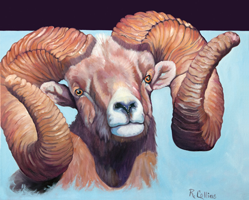 painting of a Big Horn Sheep by Rose Collins