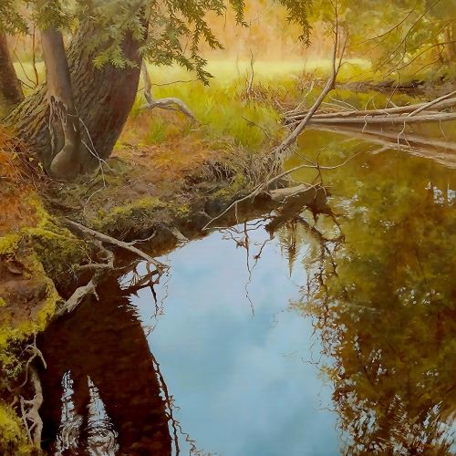 landscape of a small pond by Denise Antaya