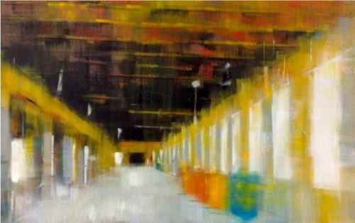 painting of a demolished building interior in NY by Lara Ivanovic