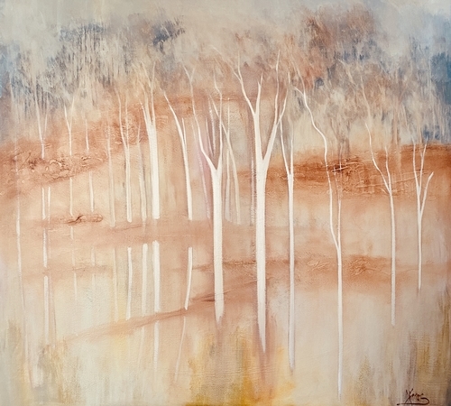 abstract painting of gum trees by Kathy Karas
