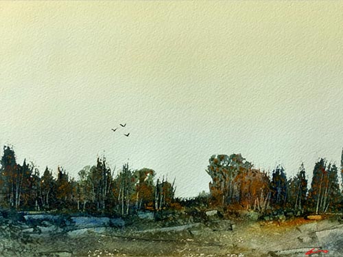 watercolor landscape of a forest by Posey Gaines