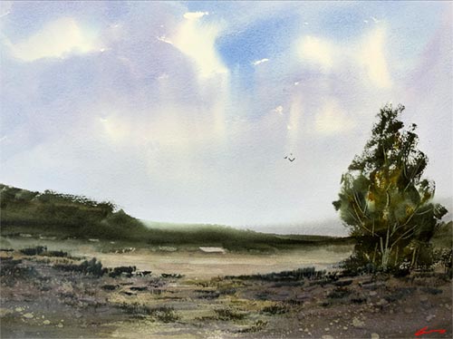 watercolor landscape by Posey Gaines