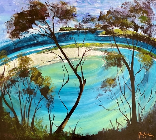 landscape painting of a whirlpool by Kathy Karas