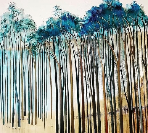 abstract painting of trees by Kathy Karas