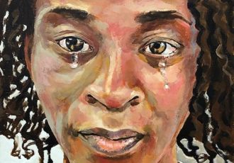 painted portrait of a black woman by Linda Lowery