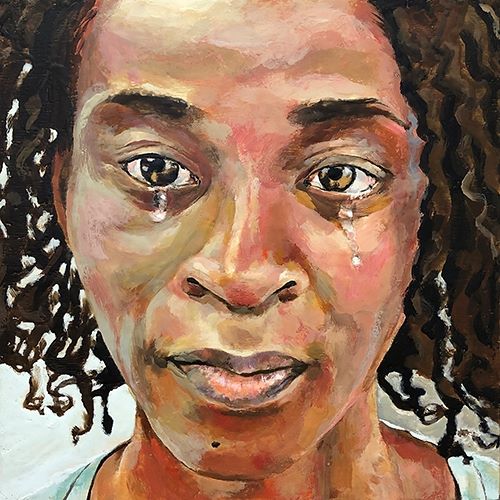 painted portrait of a black woman by Linda Lowery