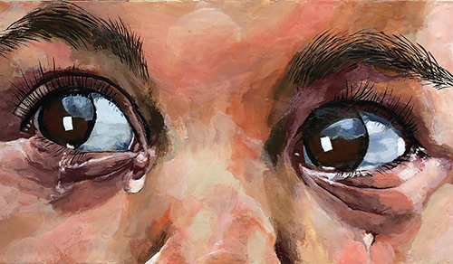 detail of crying eyes by Linda Lowery