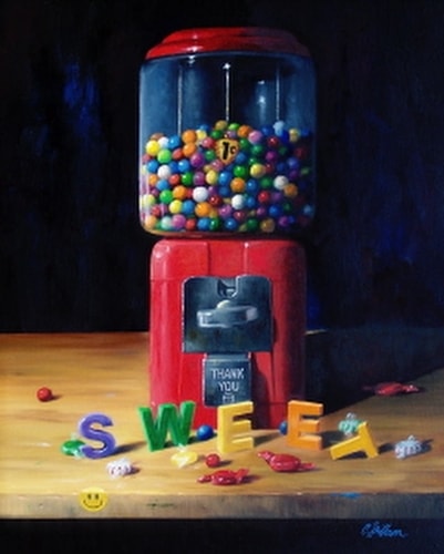 still life painting of a gumball machine by Craig Shillam