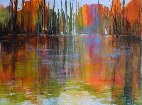 abstract landscape painting of autumn by Melody Cleary