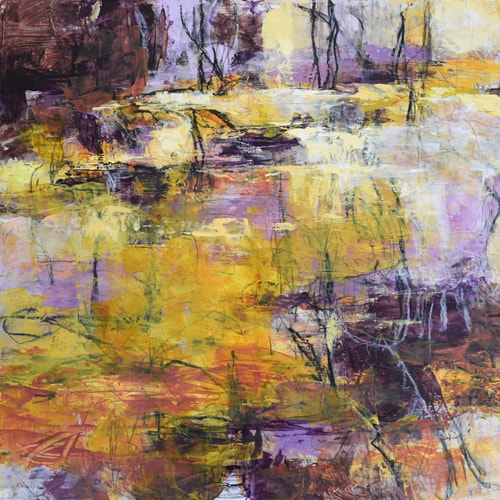 abstract fall landscape painting by Melody Cleary