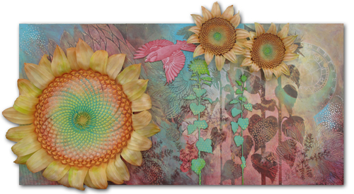 mixed media 3D floral art by Judy Gardner