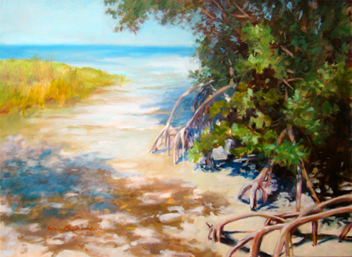 landscape painting of a mangroves by Sylvia Shanahan