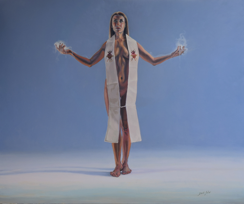 figurative painting of a priestess by Daria Solar