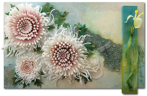 mixed media 3D floral art by Judy Gardner