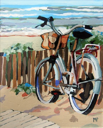 painting of a bike on a beach by Melinda Patrick
