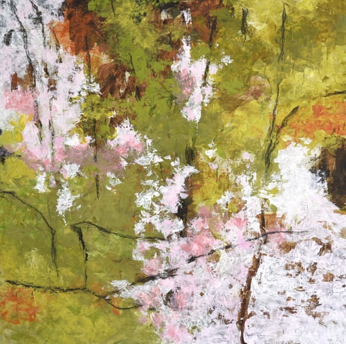 abstract painting of Sakura blossoms by Melody Cleary