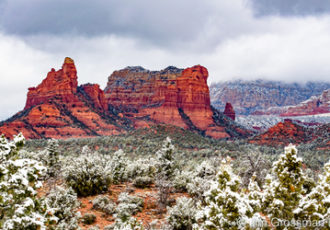 photograph of Sedona in snow by Jim Grossman