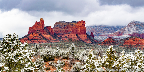 photograph of Sedona in snow by Jim Grossman