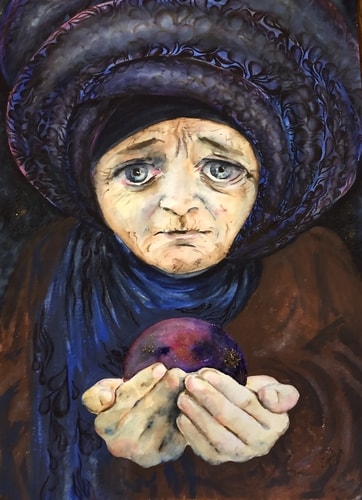 watercolor portrait of an old lady by Irina Sigalovsky
