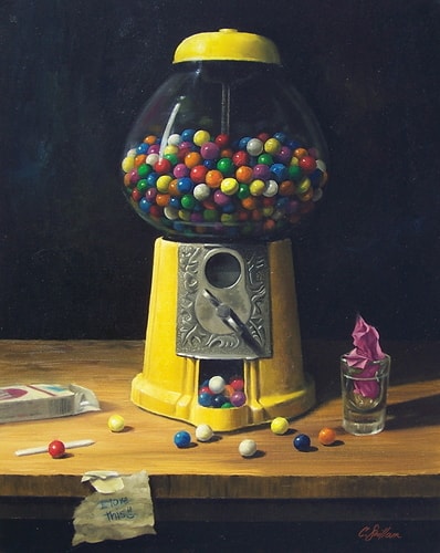 still life painting of a gumball machine by Craig Shillam