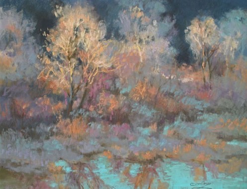 winter pastel landscape by Christine Debrosky