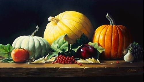 still life painting with pumpkins by Craig Shillam