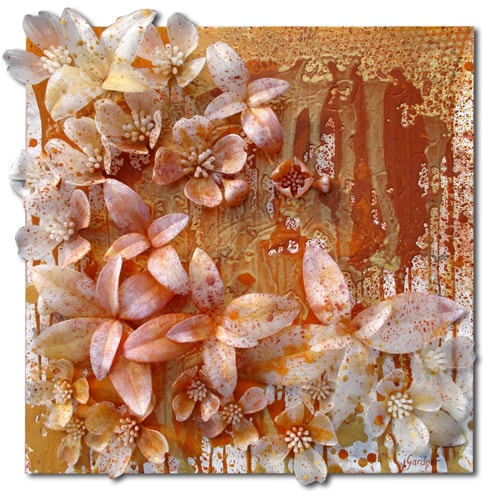 mixed media 3D floral art by Judy Gardner