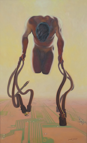futuristic figurative painting of a man by Daria Solar