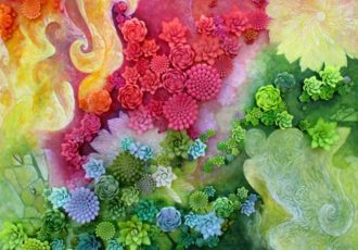 mixed media 3D floral art by Judy Gardner