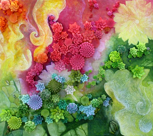 mixed media 3D floral art by Judy Gardner