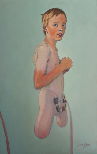 figurative painting of a boy cyborg by Daria Solar