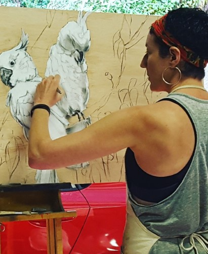 Artist Karen Bloomfield in her studio