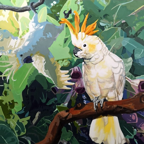 painting of a white macaw by Karen Bloomfield