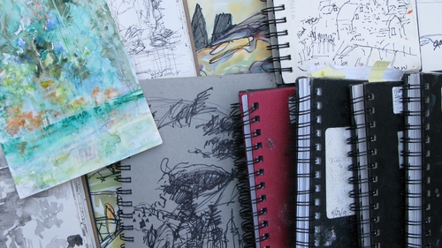 a few of artist Catherine Wagner Minnery's sketchbooks