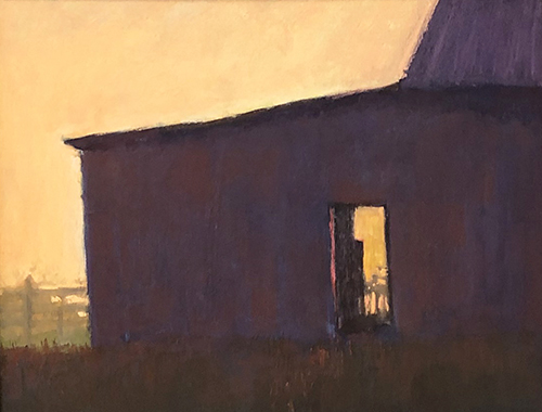 pastel sunset landscape with a barn by Carol Strock Wasson