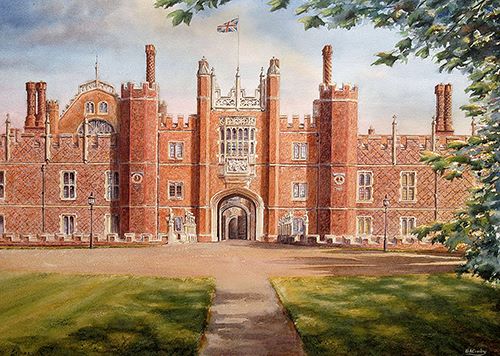 watercolor painting of Hampton Court Palace by Brian Crosby