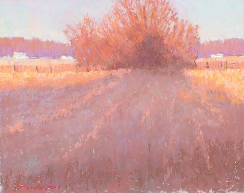 pastel landscape of a field at dusk by Carol Strock Wasson