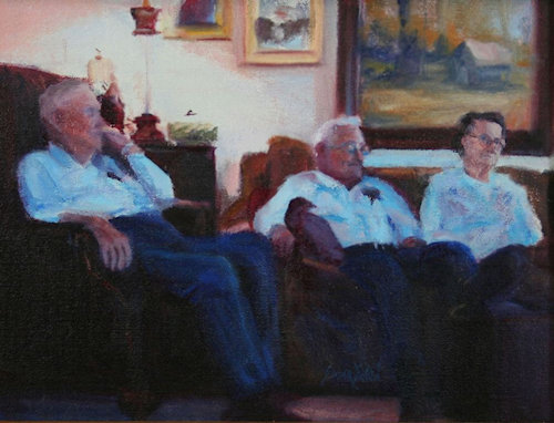 painting of family members socializing by Susan Patton