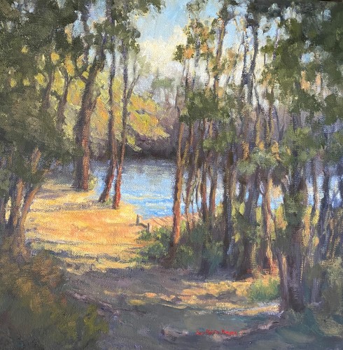 painting of a forest and pond by Ann Phifer Reyes