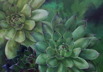 oil painting of succulents by Lynda Sauls