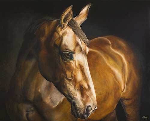 oil painting of Tikob, a horse, by Nikki Carr