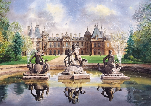watercolor painting of Waddeston Manor