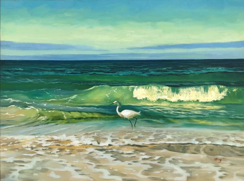 painting of Lido Beach by Qing Wang