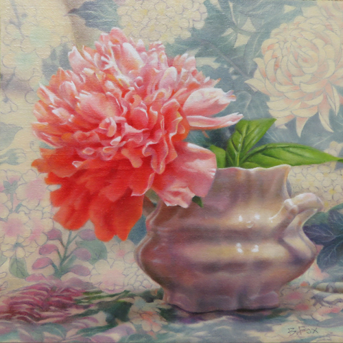 oil painting of a red flower by Barbara Fox