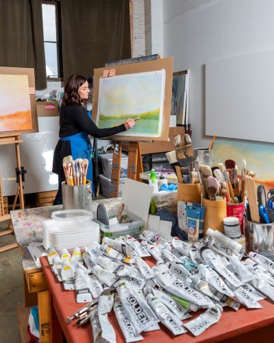 Artist Jenny Wilson in her studio